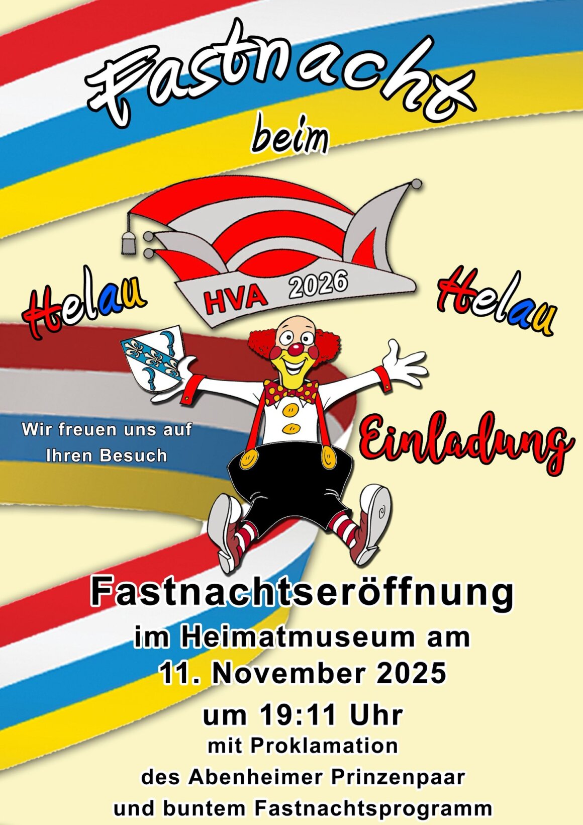 Flyer mit info - Fastnachtseröffnung am 11-11-2024 in Abenheim 