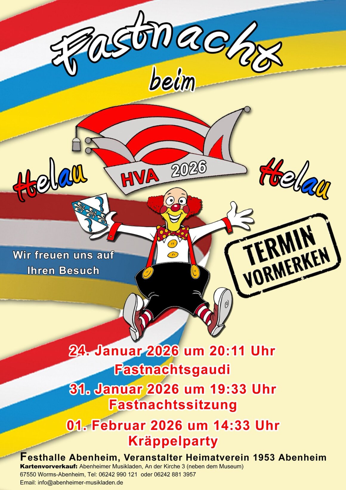 Flyer mit info - Fastnachtseröffnung am 11-11-2024 in Abenheim 